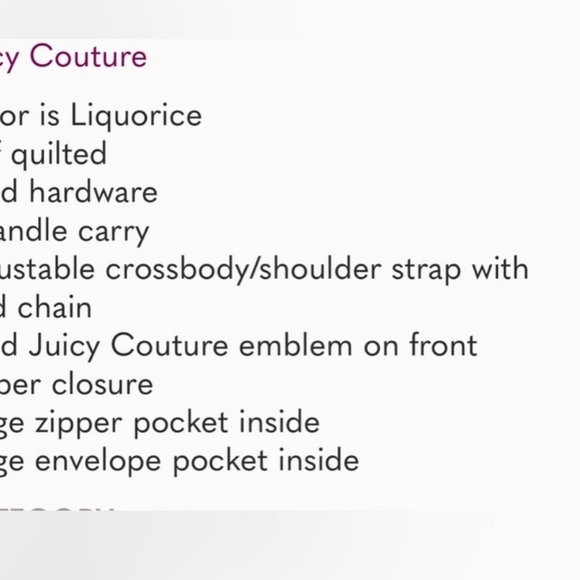 NEW JUICY COUTURE Bag Bestsellers Fame Satchel Crossbody Strap,Black Quilted - Picture 5 of 5